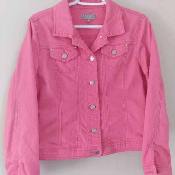 Super fun Pink Denim Jacket with a touch of Bling - Picture 1 of 5